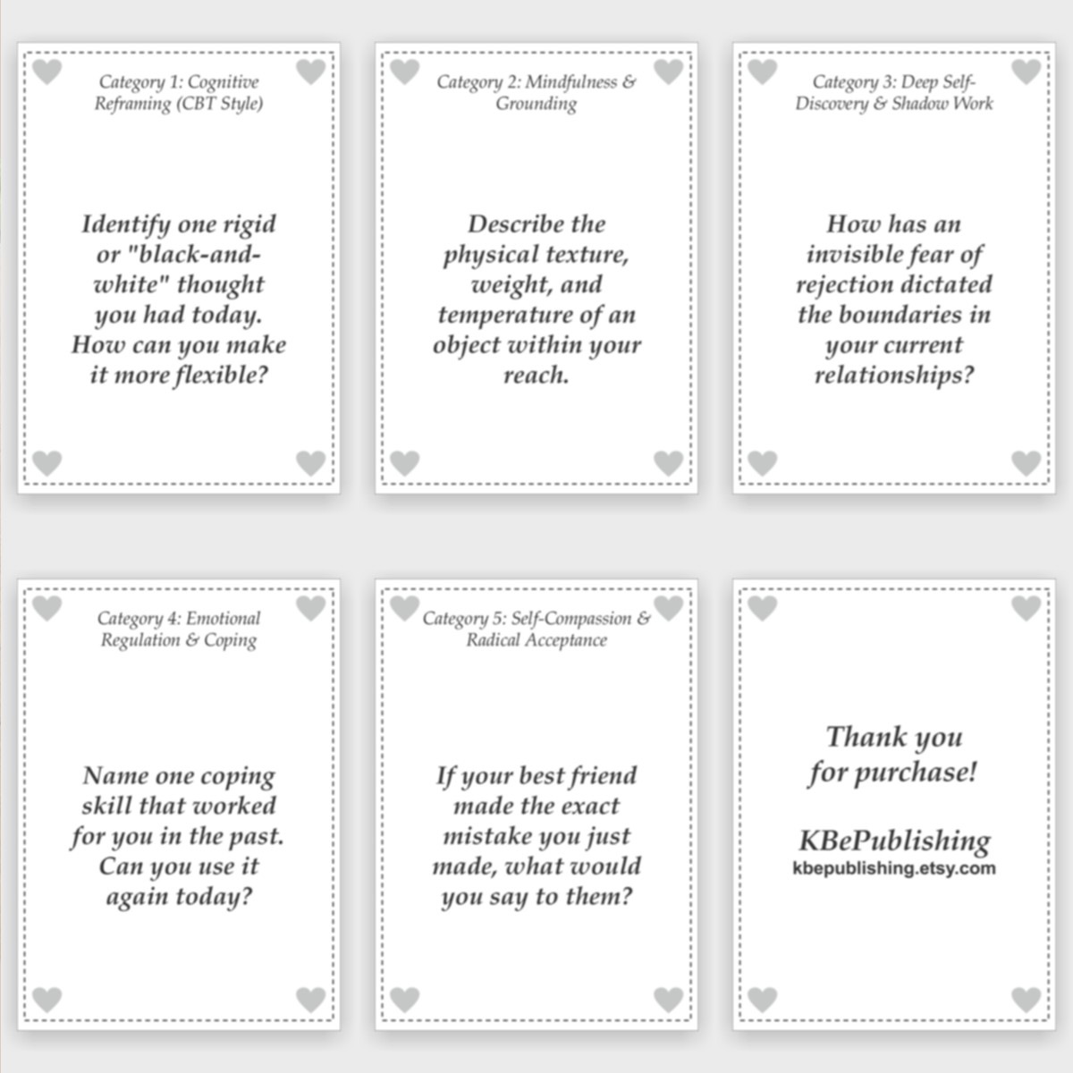 CBT Therapy Cards Mindfulness Deck | Shadow Work Journaling Prompts - View 4
