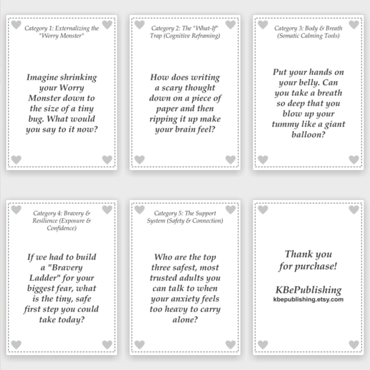Child Anxiety Relief Cards | CBT Tools for Kids | Play Therapy Game PDF - View 4