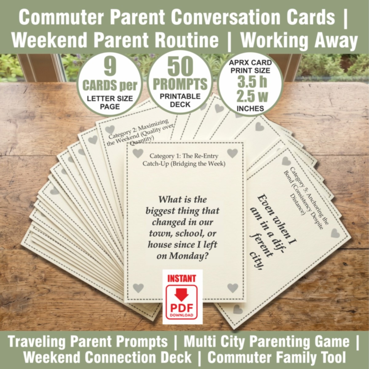 Commuter Parent Conversation Cards | Weekend Parent Routine | Working Away From Home | Family Bonding PDF - View 3