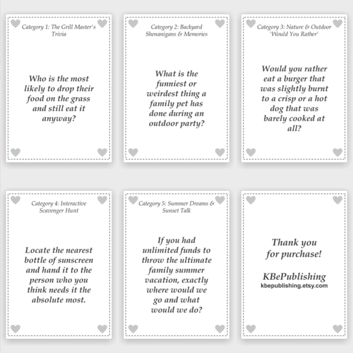 Family BBQ Game Deck: Outdoor Cookout Icebreakers & Trivia | Printable PDF - View 4