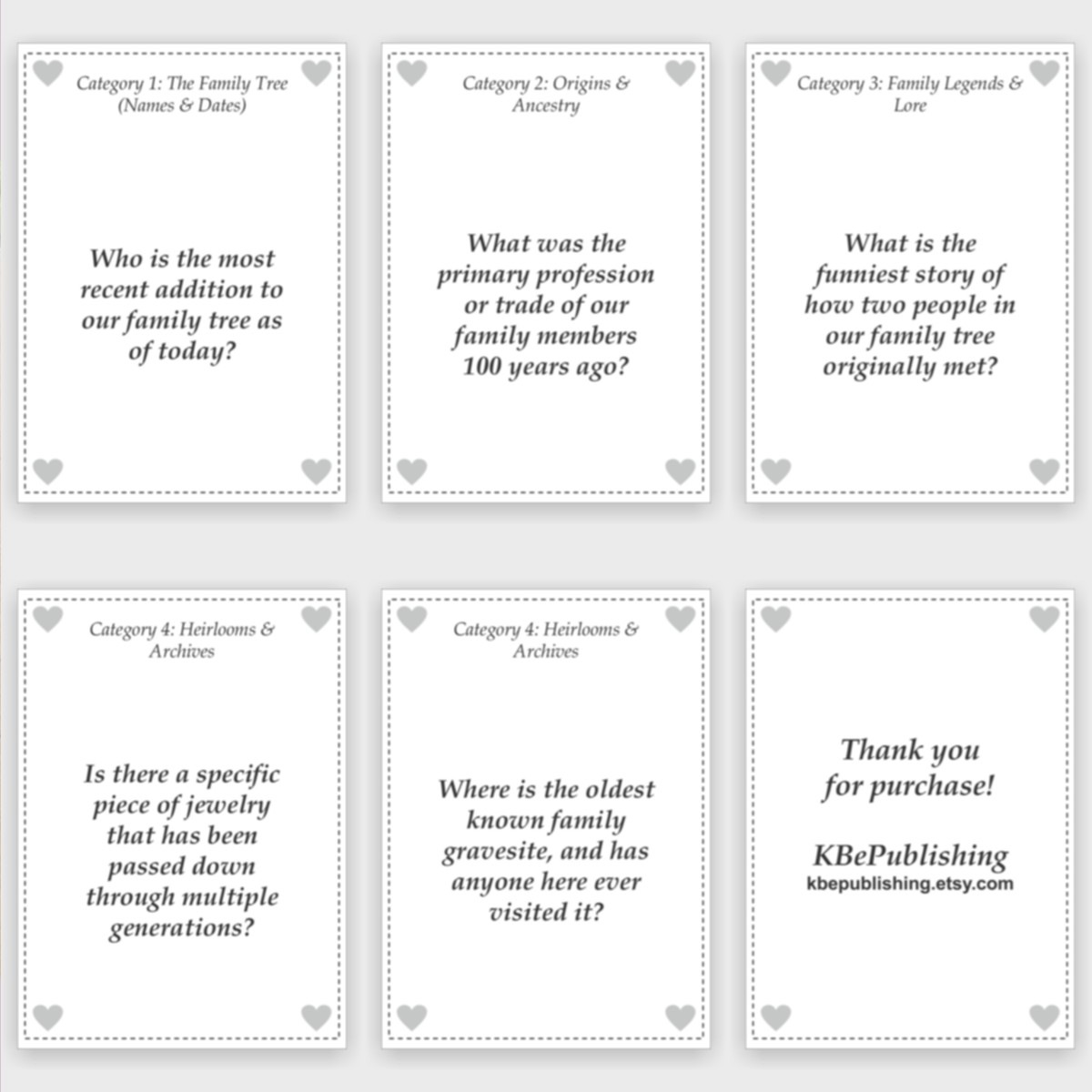 Family History Deck: Genealogy Game & Ancestry Icebreakers | Printable PDF - View 4