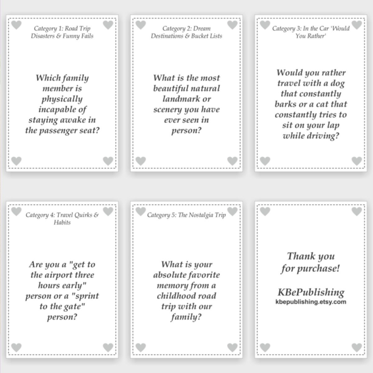 Family Road Trip Deck: Travel Game & Vacation Icebreakers | Printable PDF - View 4