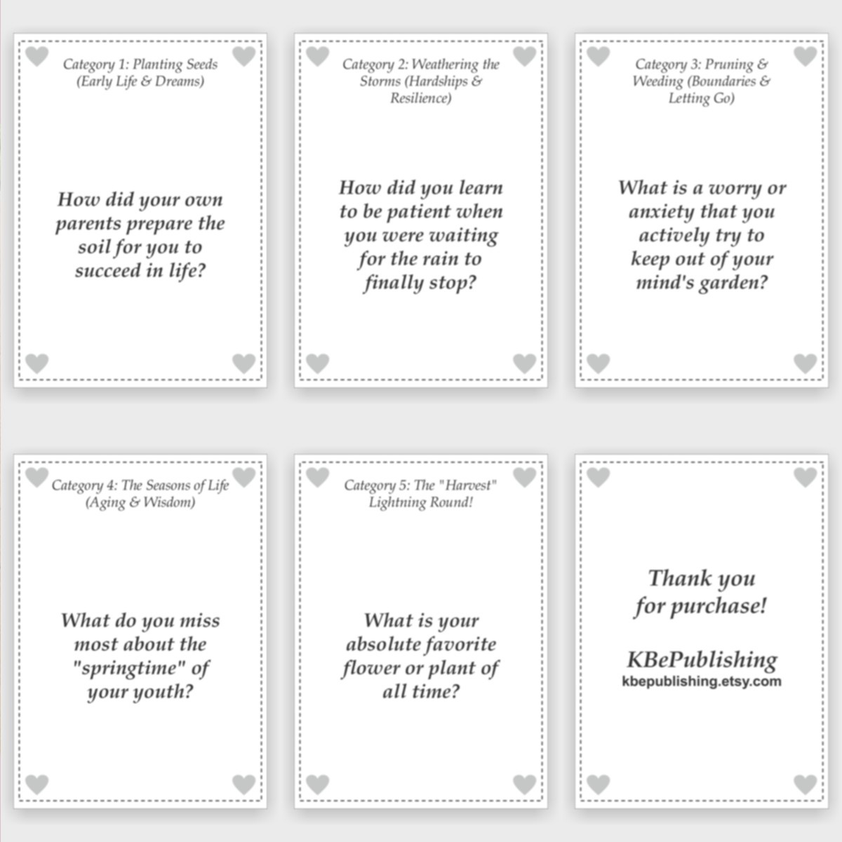Grandma's Garden Conversation Cards - View 4