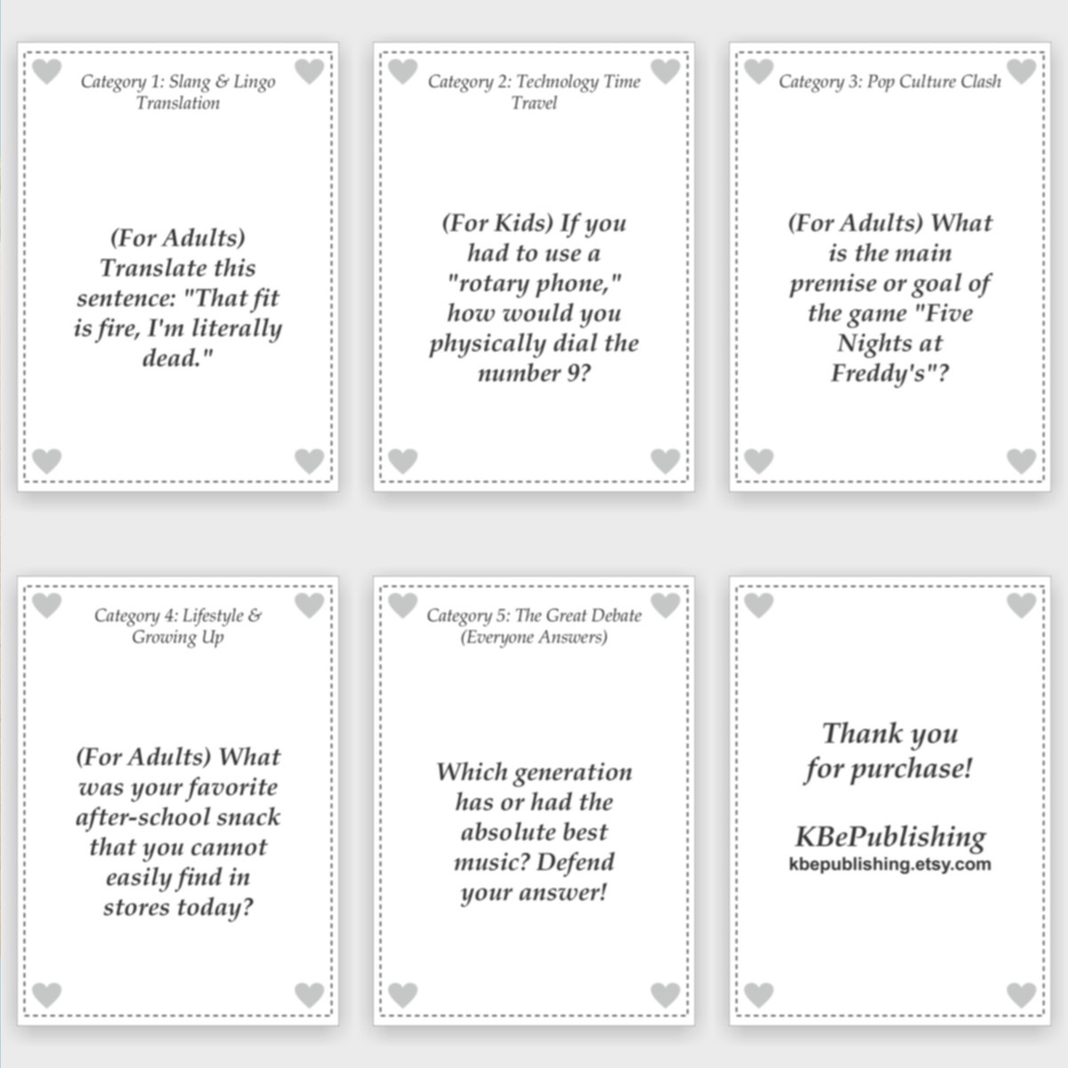 Kids vs Adults Game Deck: Generational Showdown & Printable Trivia | Family PDF - View 4