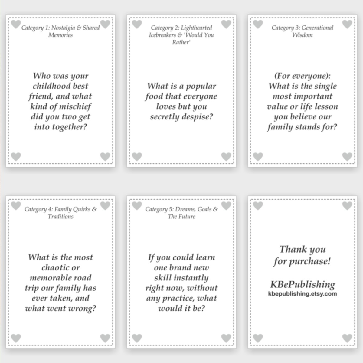The Family Reunion Deck: Multigenerational Game & Printable Icebreakers | Family Gathering PDF - View 4